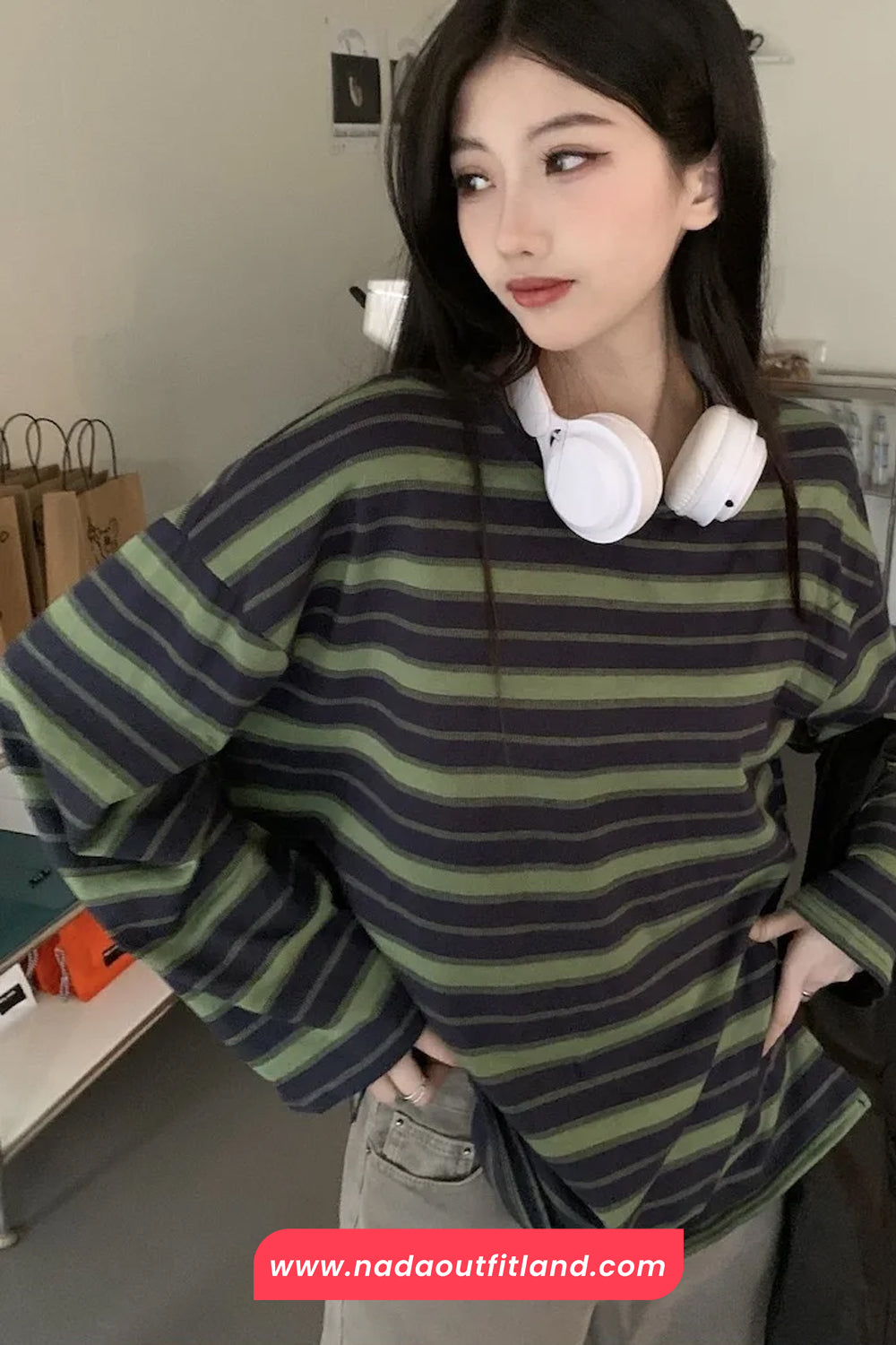 Long Sleeve O-Neck Striped Summer Shirts