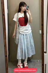 High Waist A-Line Floral Pattern Casual Skirts