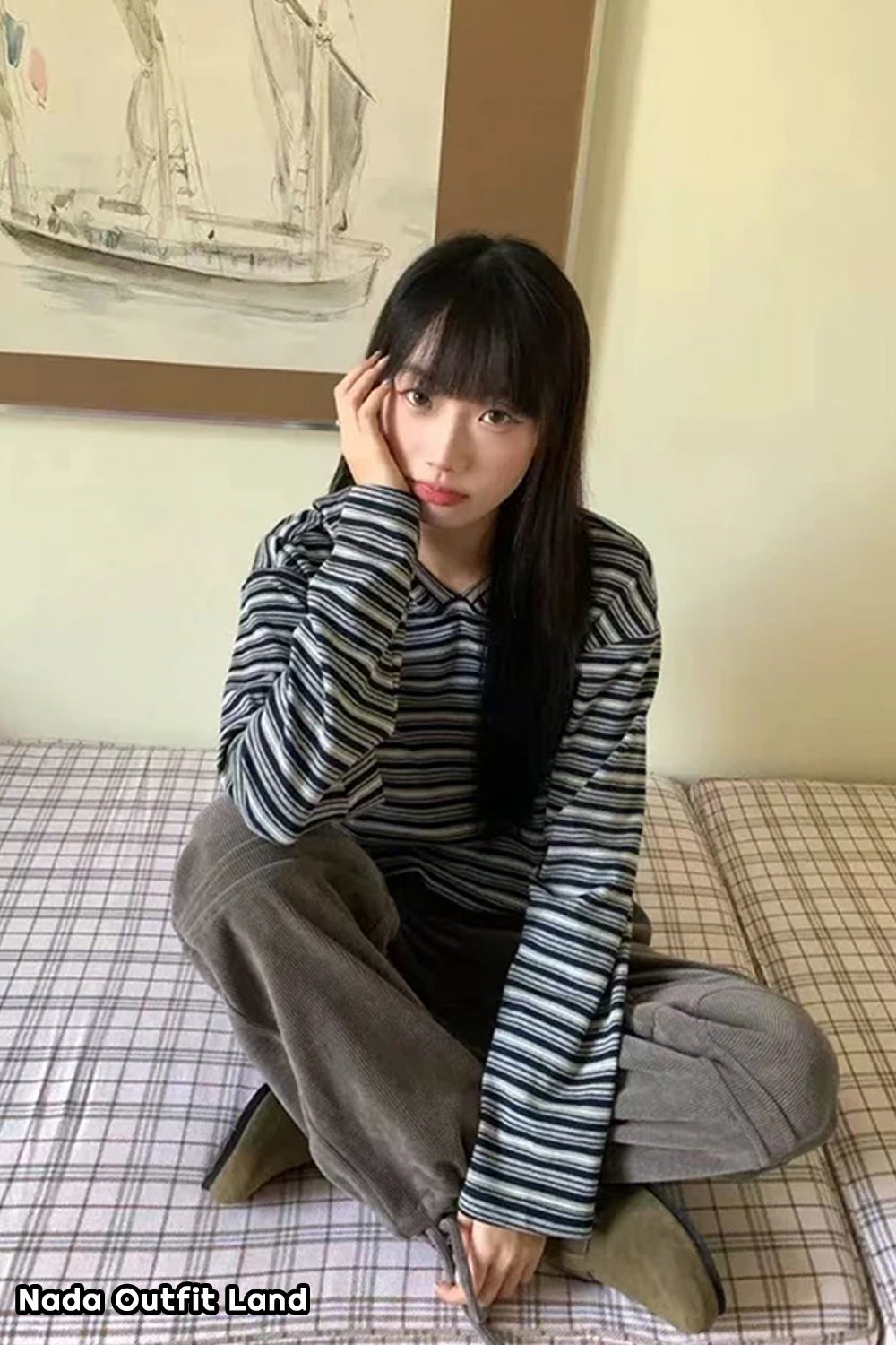 Long Sleeve Retro Striped Hooded Winter Sweater