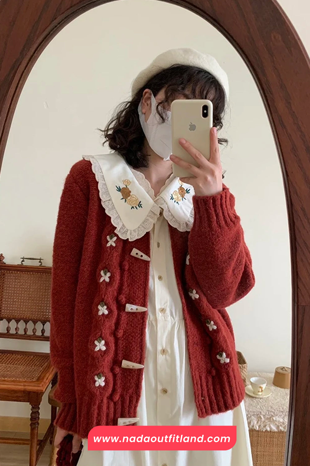 Long Sleeve Vintage Floral Embroidered Cardigan Sweater