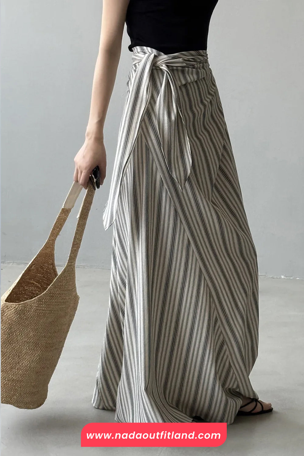 High Waist Striped Irregular Style Elegant Skirts