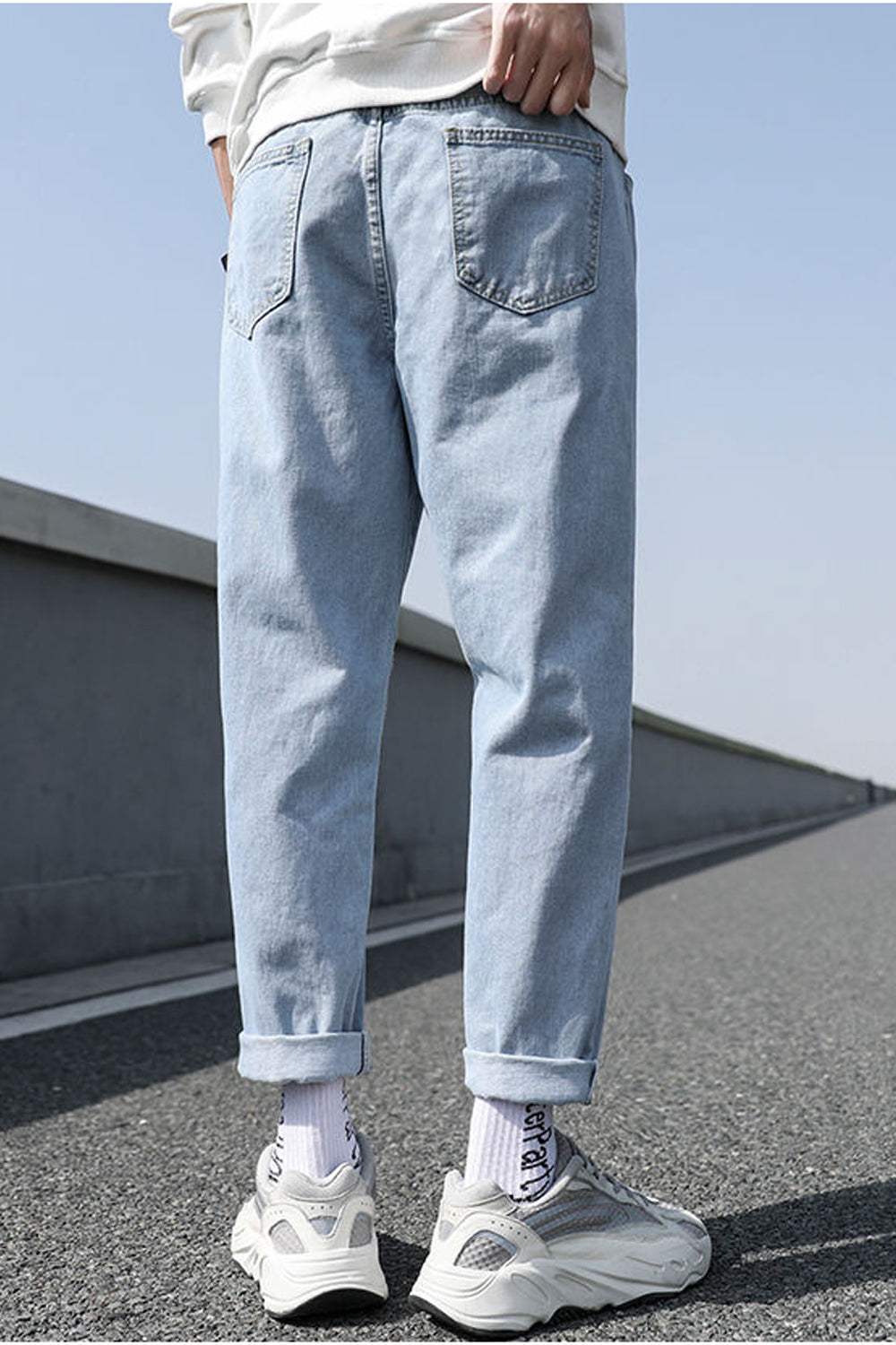 High Waist Long Slim Men Jeans Pants