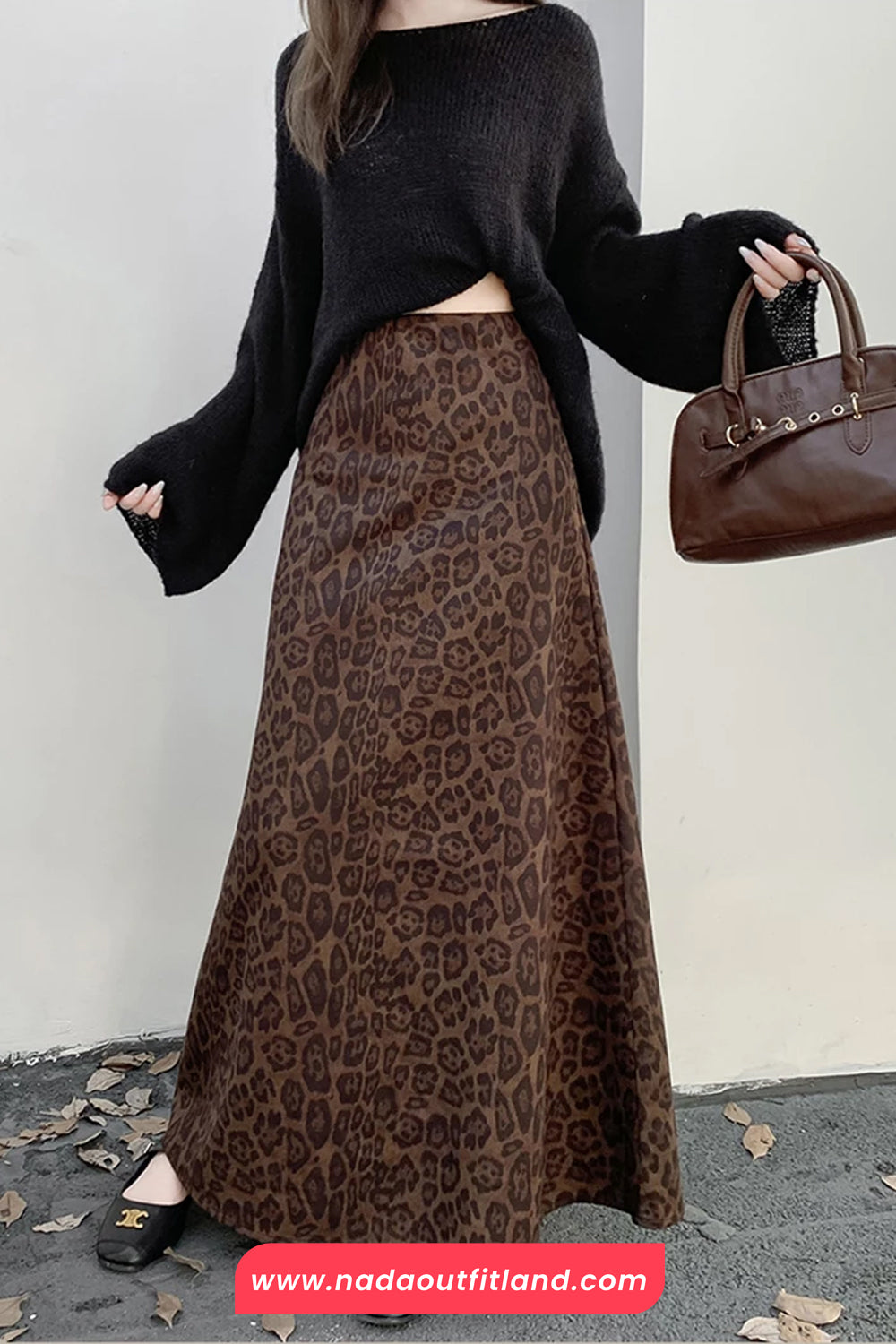 High Waist Vintage Leopard Pattern Elegant Office Skirts
