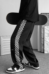 Loose Side Checkered Long Men Pants