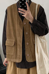 Retro Corduroy Vest Sleeveless Sweater