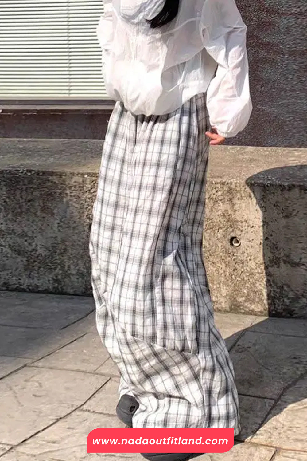 Loose Oversize Plaid Pattern Wide Leg Pants