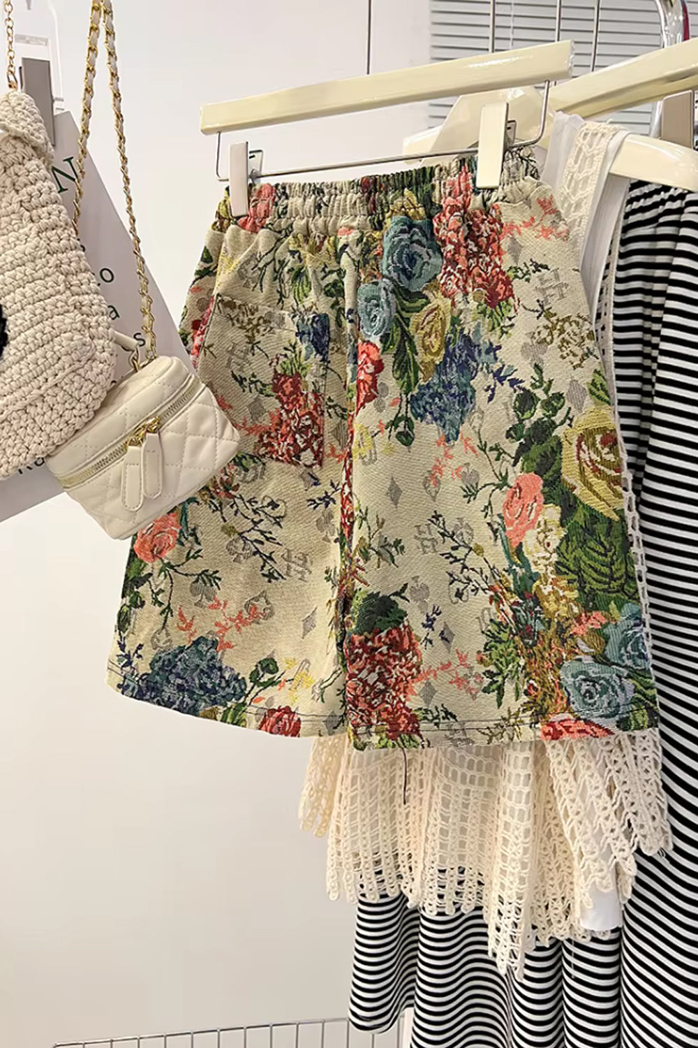 High Waist Floral Pattern Wide Leg Shorts