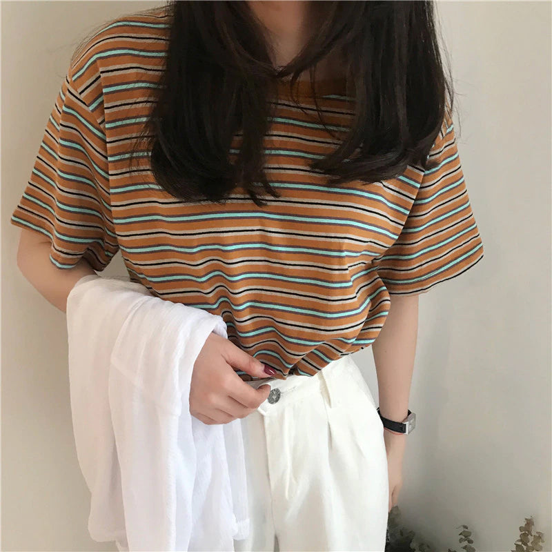 O-Neck Striped Casual Shirt