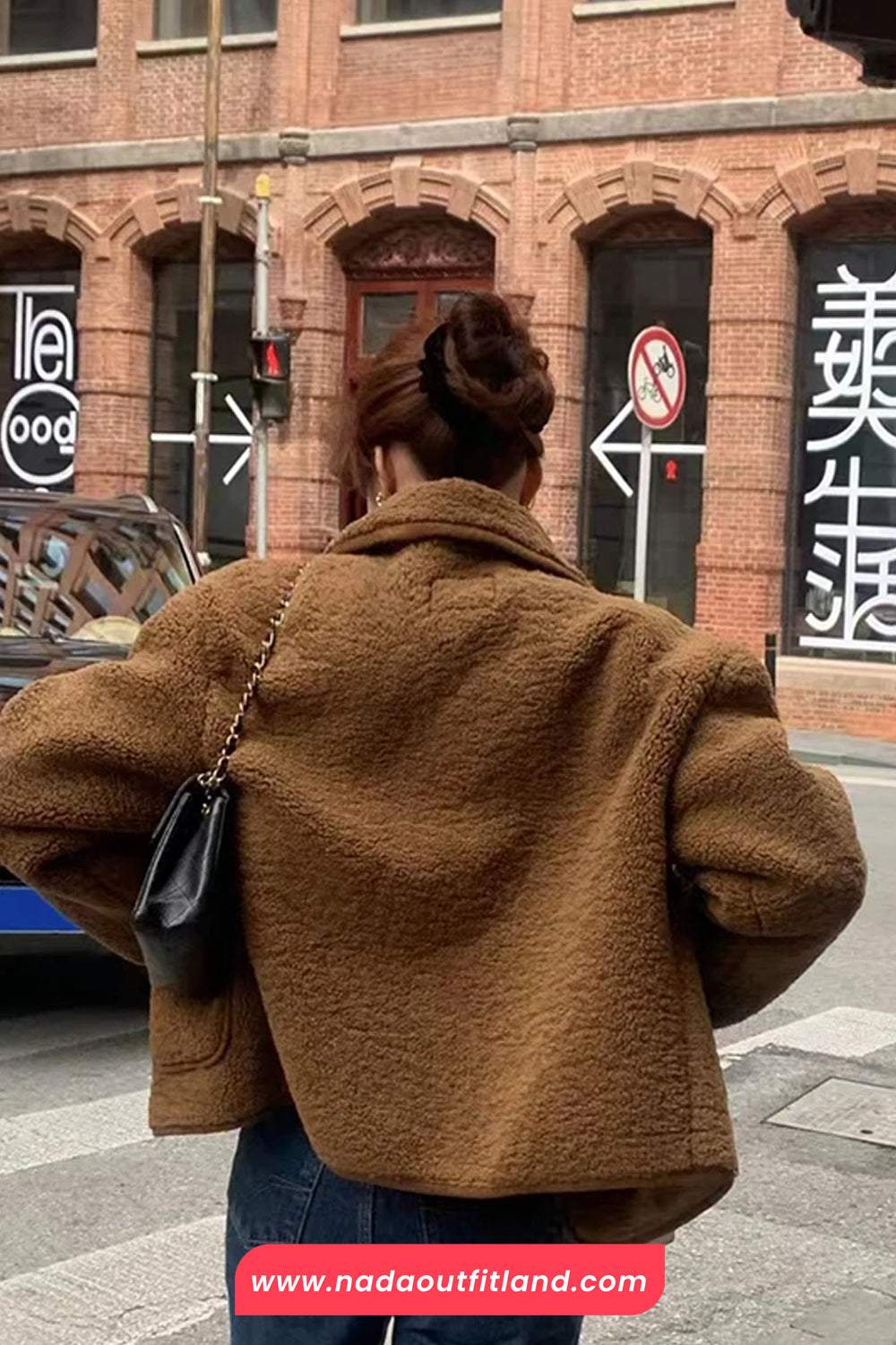 Lapel Collar Vintage Lamb Wool Fluffy Cropped Jacket