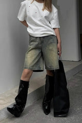 Retro Washed Color Denim Shorts
