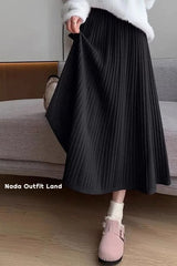 High Waist A-Line Pleated Thick Knitted Skirts