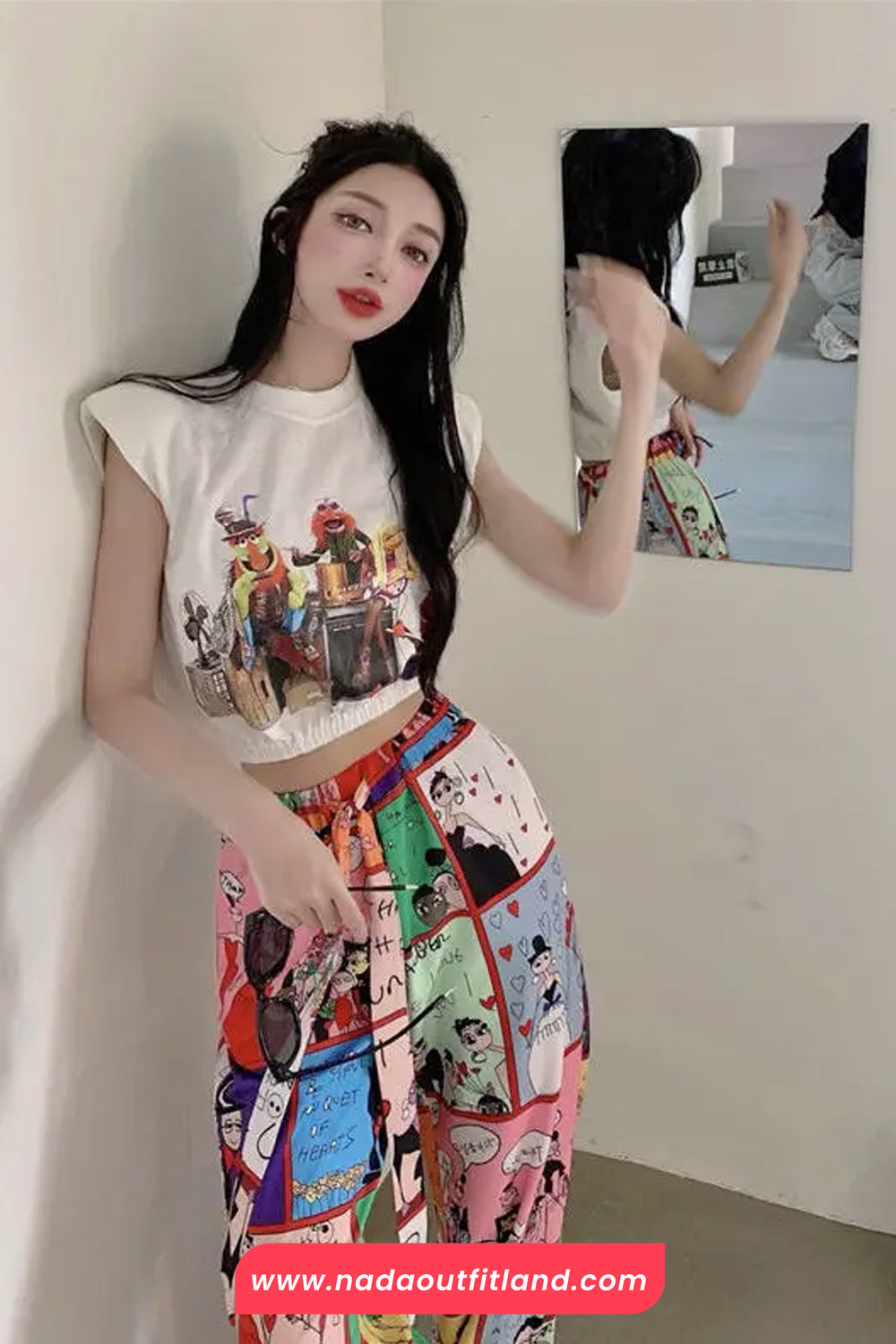 Cute Cartoon Comic Style Pattern Long Pants