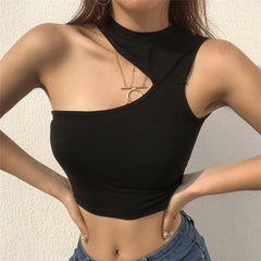 Sexy One Shoulder Crop Tops