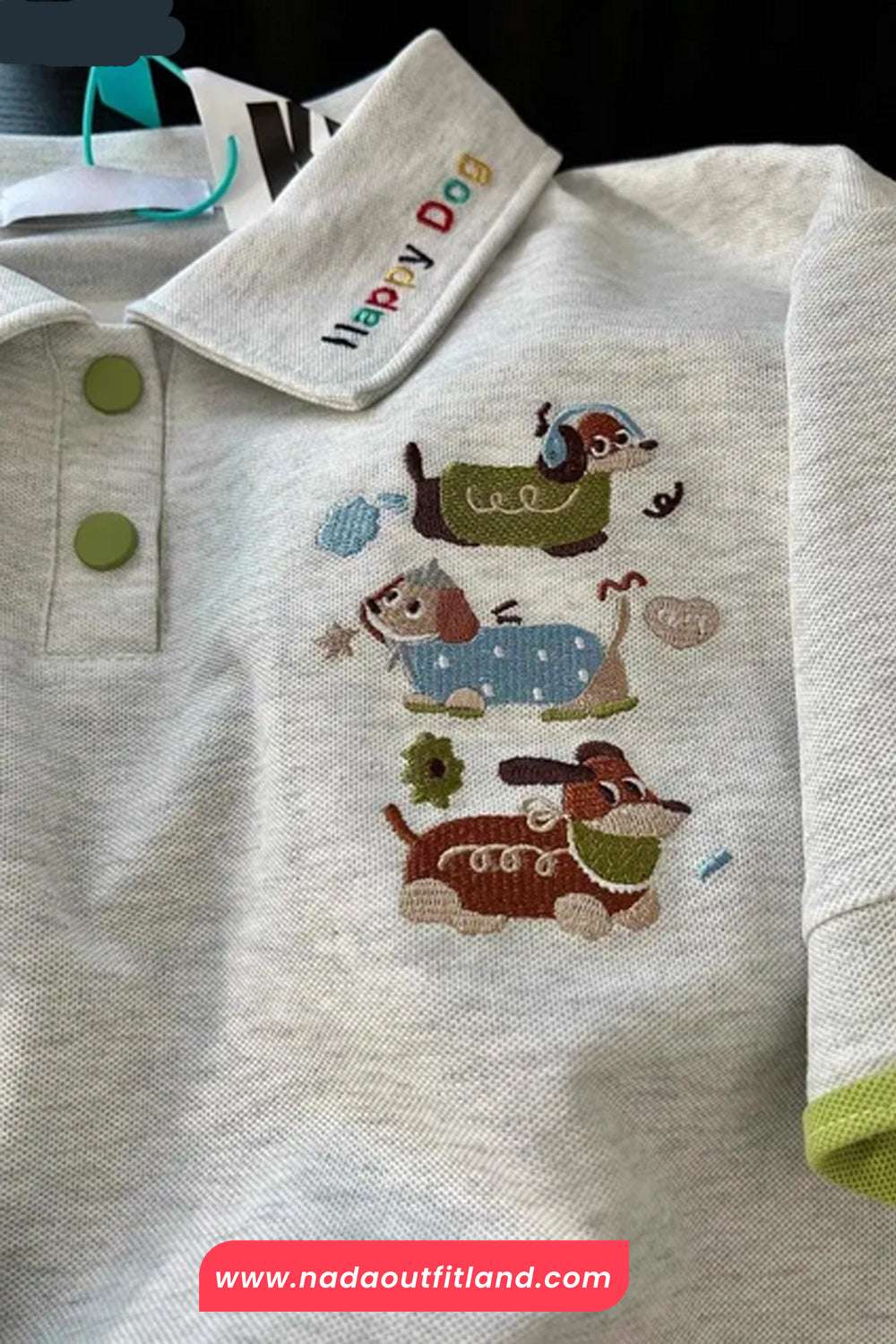 Turn Down Collar Cute Dogs Embroidered Casual Shirt
