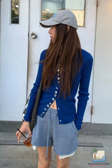 Long Sleeve Chic Buttons Slim Fit Knitted Cardigan Sweater