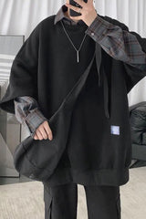 Long Sleeve Hip Hop Two Style Plaid Sweatshirt