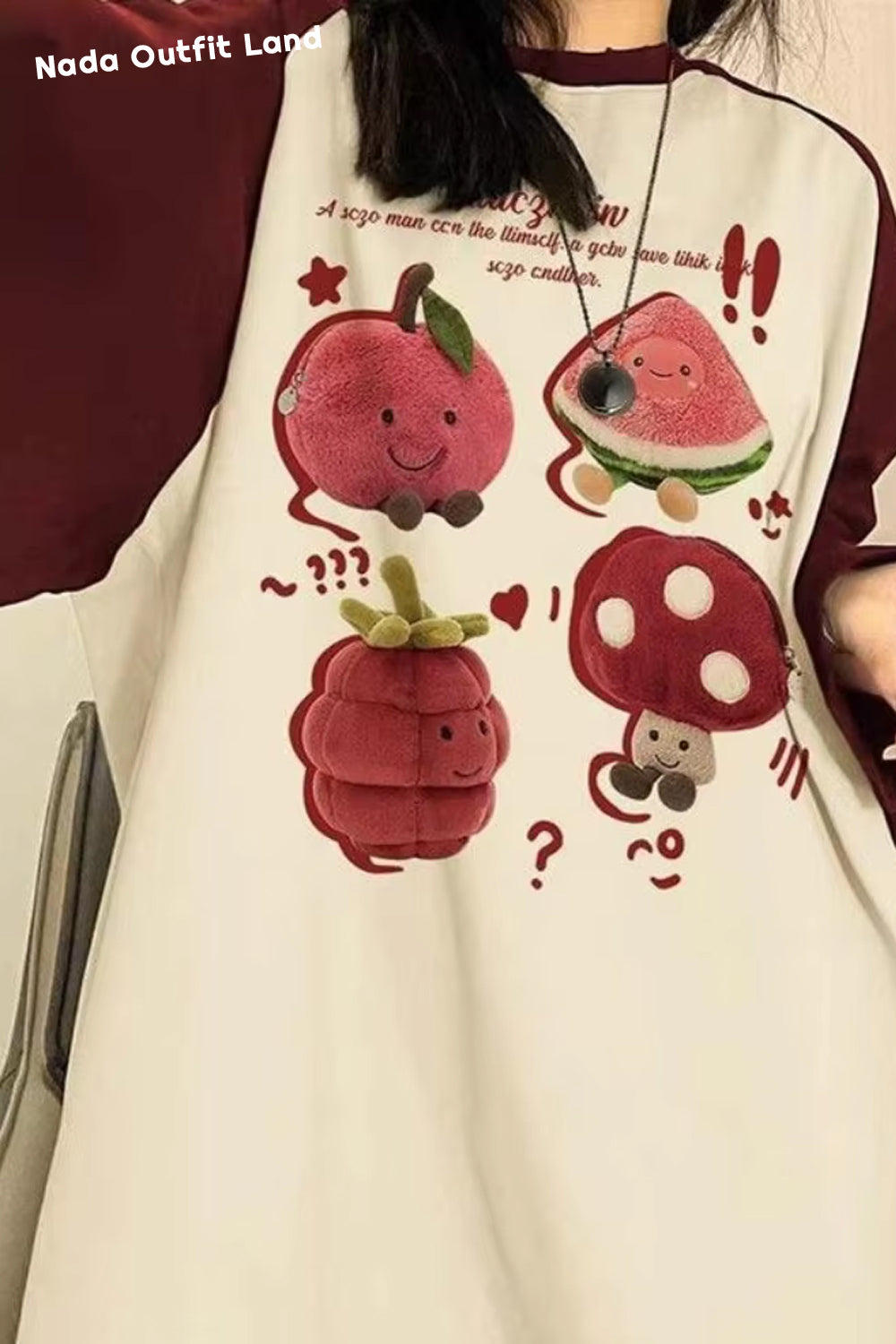Long Sleeve Cute Mushroom Watermelon Casual Shirts