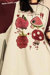Long Sleeve Cute Mushroom Watermelon Casual Shirts