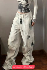 Loose Retro Hip Hop Tie Dye Cargo Jeans Pants