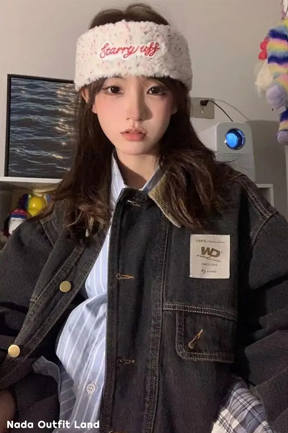 Long Sleeve Corduroy Patchwork Retro Denim Jacket