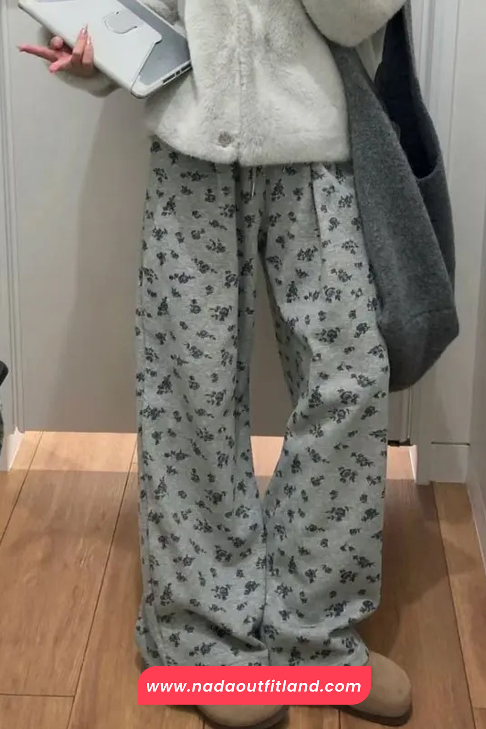 Loose Thick Floral Pattern Casual Sweatpants
