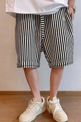 Vertical Striped Pattern Loose Shorts Men Pants