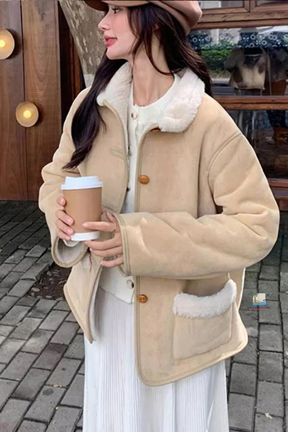 Long Sleeve Vintage Faux Lamb Suede Coat Jacket