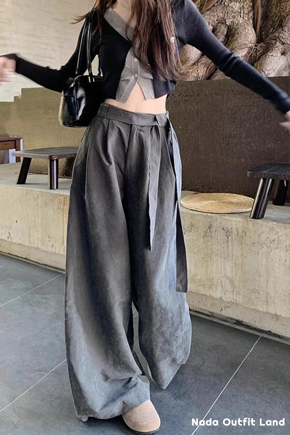 Loose Belted Retro Style Pants