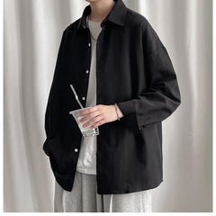 Long Sleeve Loose Casual Basic Men Shirt