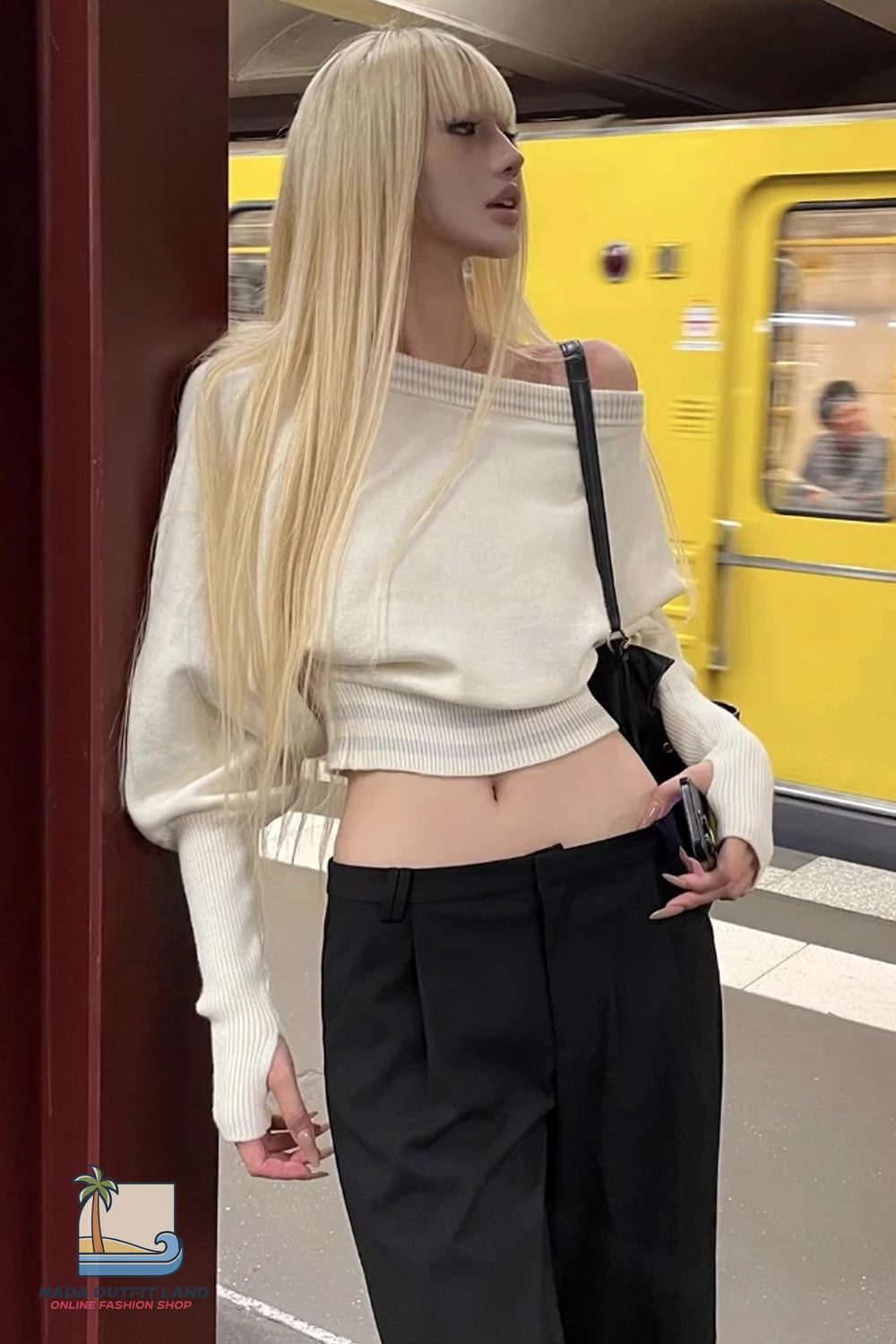 Long Sleeve Sexy One Shoulder Knitted Sweater