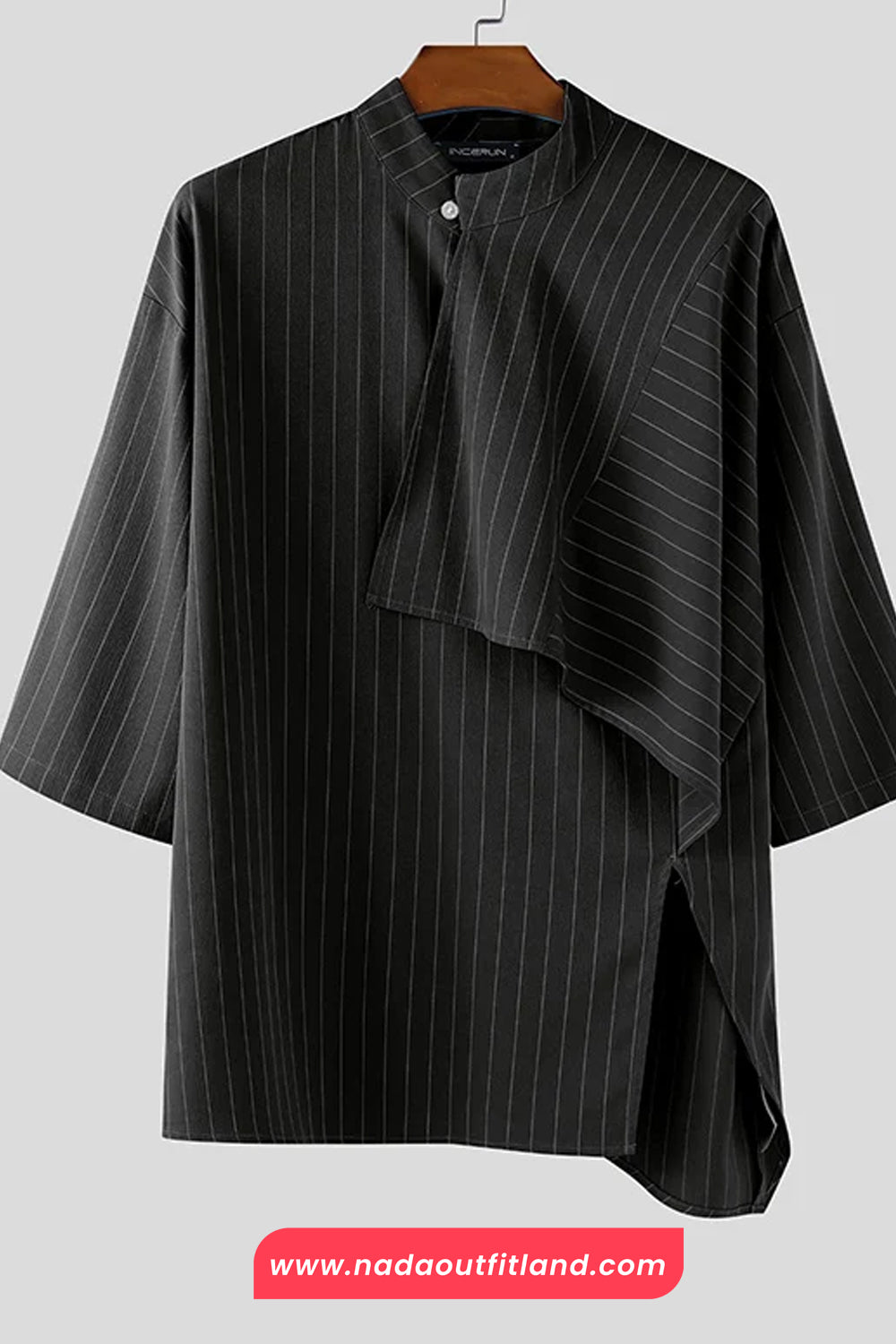 Loose Striped Three Quarter Sleeve Irregular Men Blouse Shirts