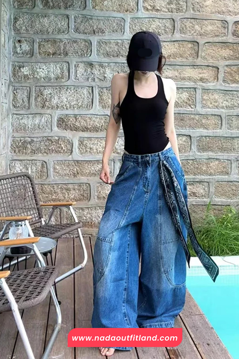 High Waist Loose Wide Leg Blue Jeans Pants