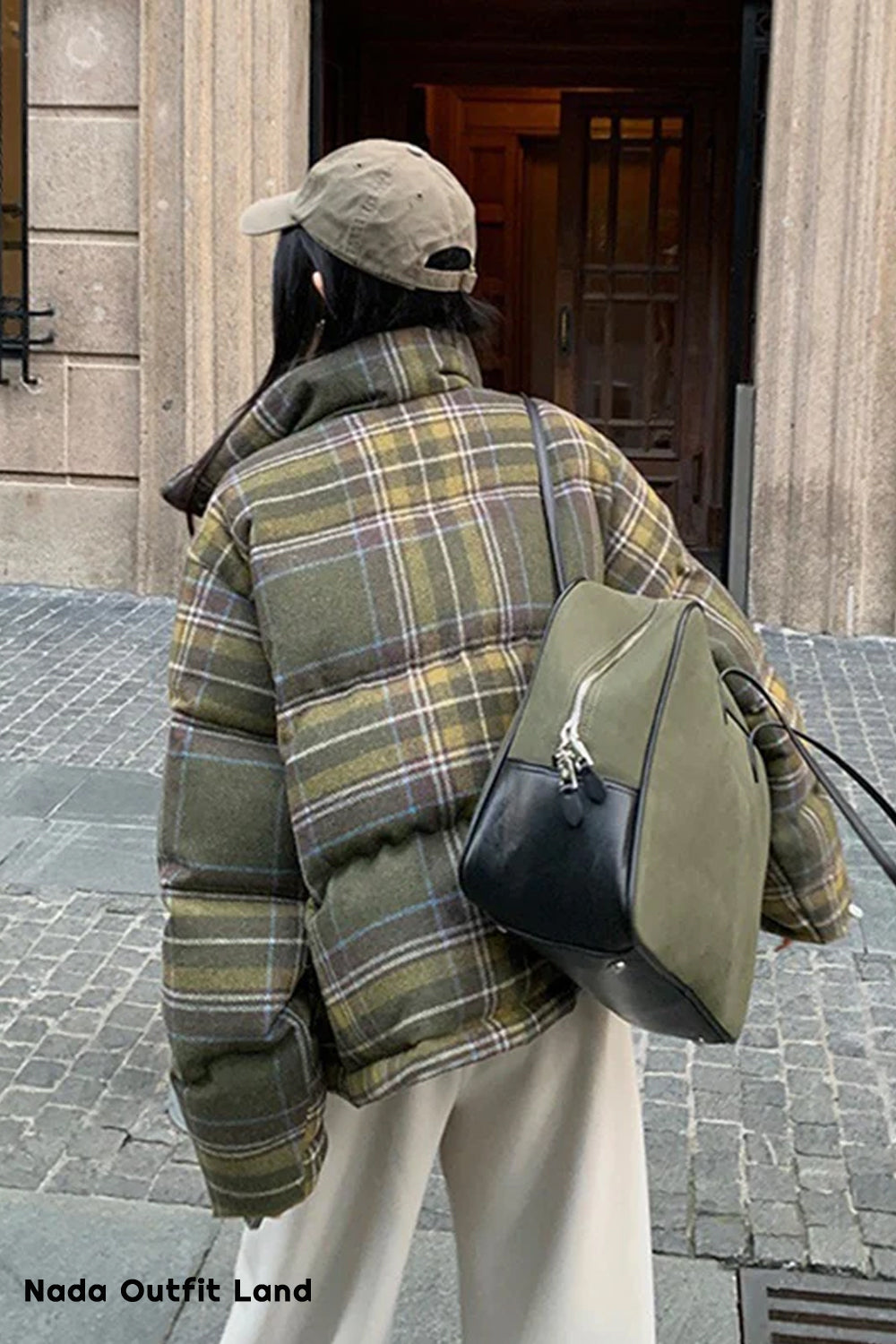 Retro Plaid Winter Puffy Coat Jacket