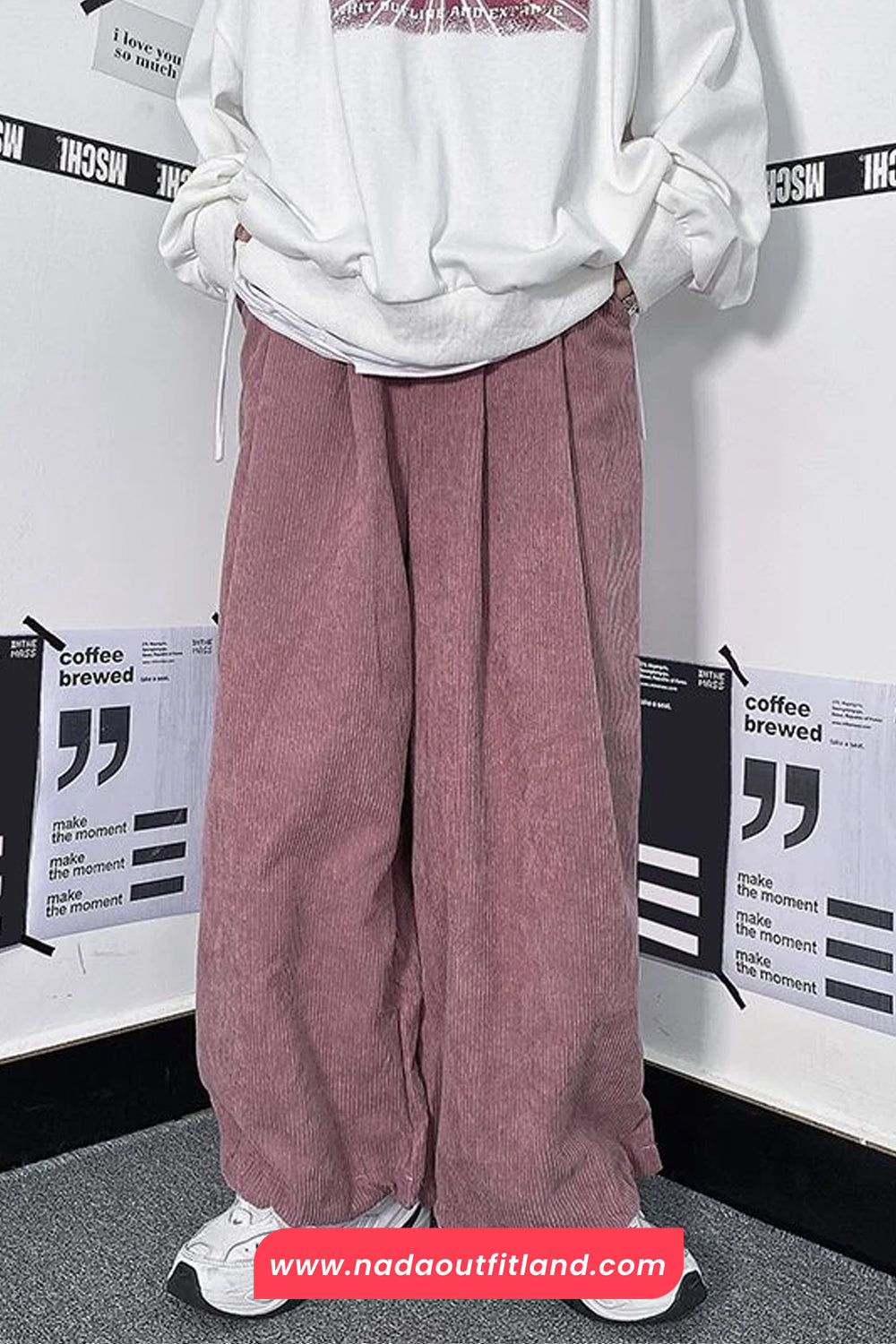 Loose Solid Corduroy Wide Leg Sweatpants