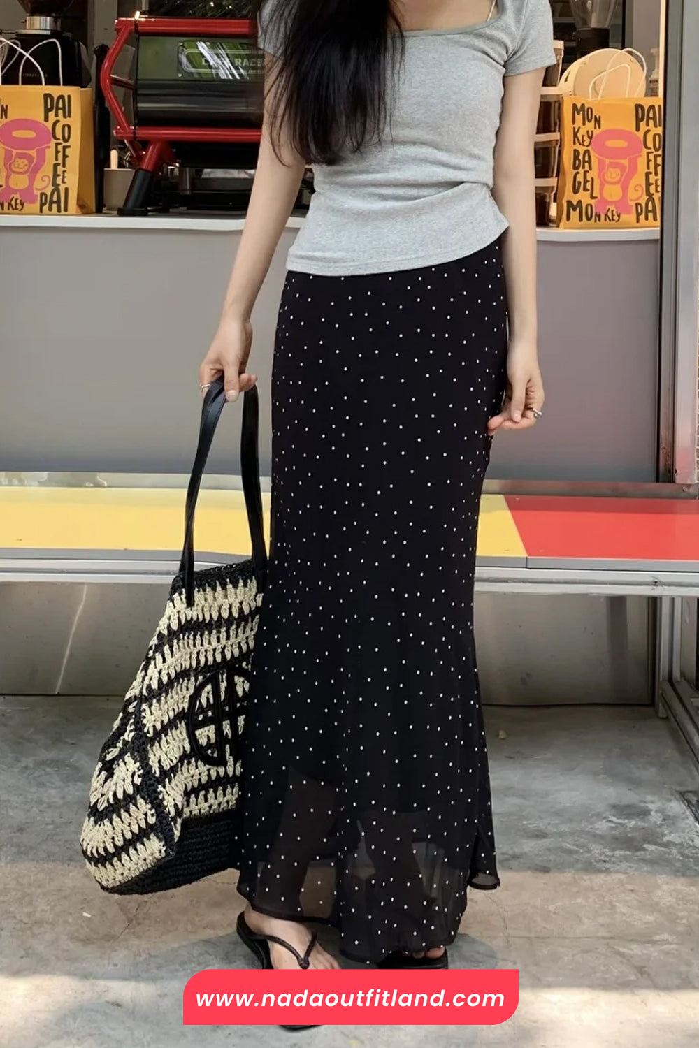 High Waist Polka Dots Pattern Slim Bodycon Mermaid Skirts