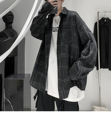 Long Sleeve Streetwear Plaid Shirt
