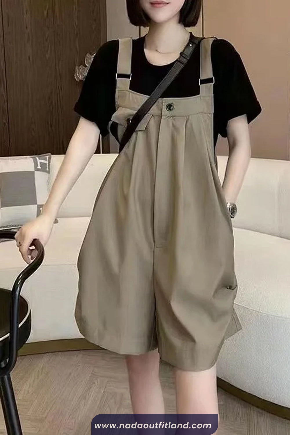 Loose Cargo Pockets Solid Romper Jumpsuits