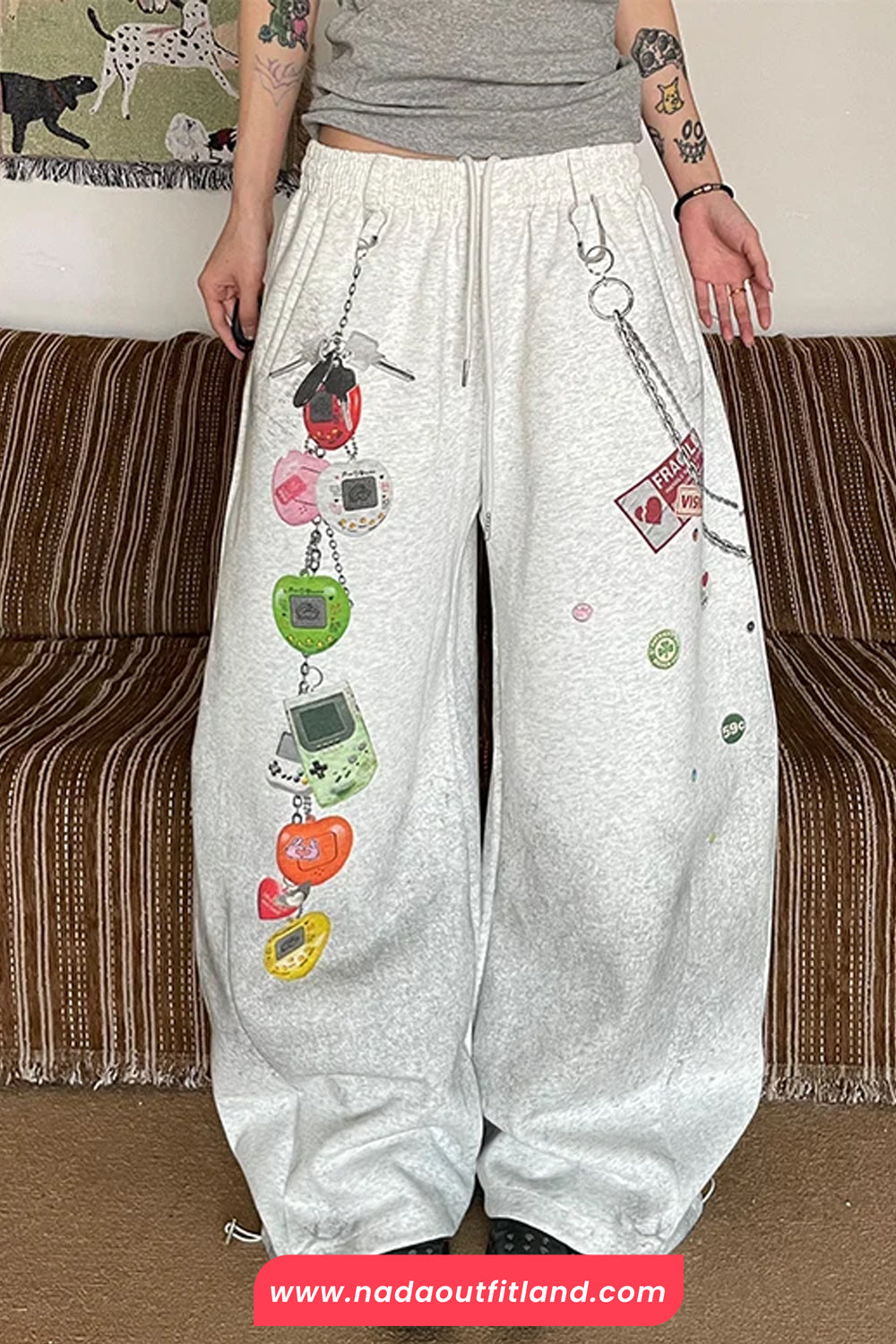 Loose Retro Games Console Printed Casual Sweatpants
