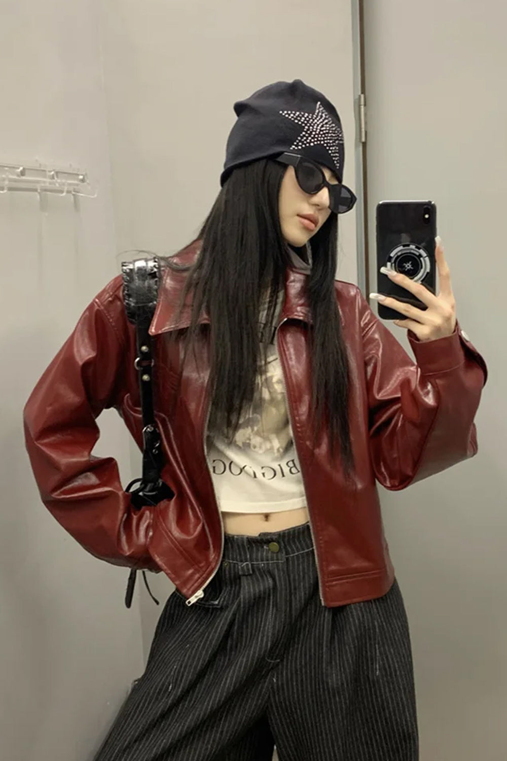 Red Leather Lapel Jacket â€?Bold Statement Outerwear for Modern Style