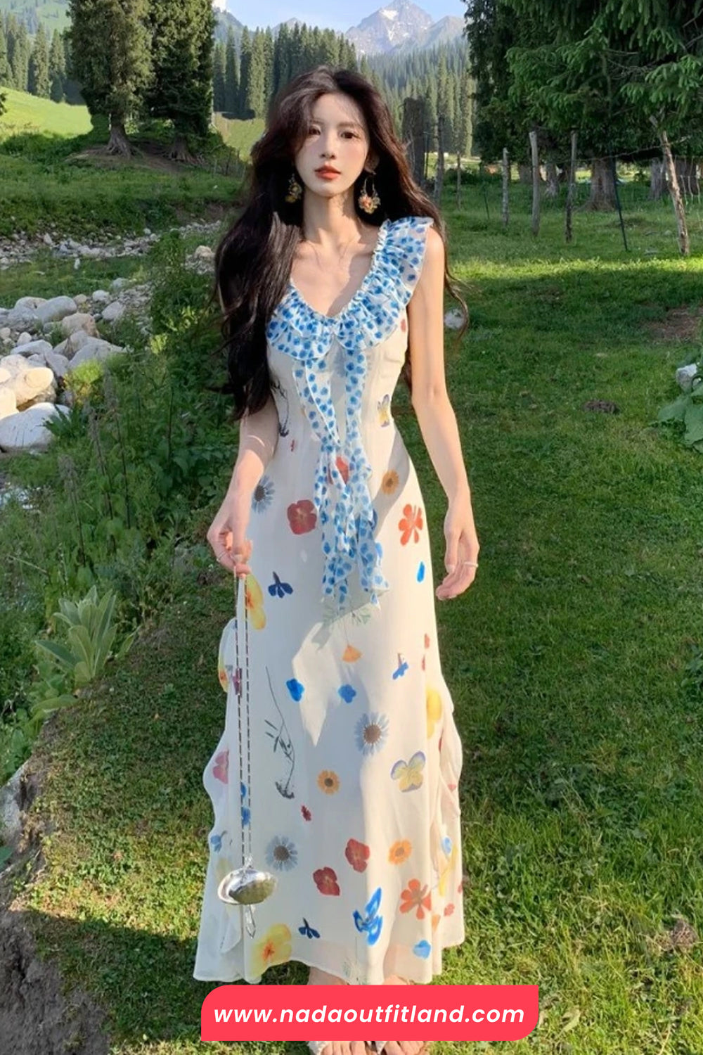 Vintage Elegant Floral Pattern Summer Dress