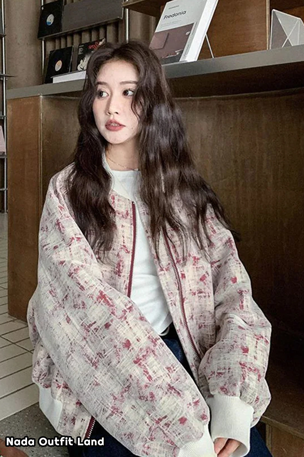 Long Sleeve Pink Tie Dye Pattern Baseball Zipper Jacket