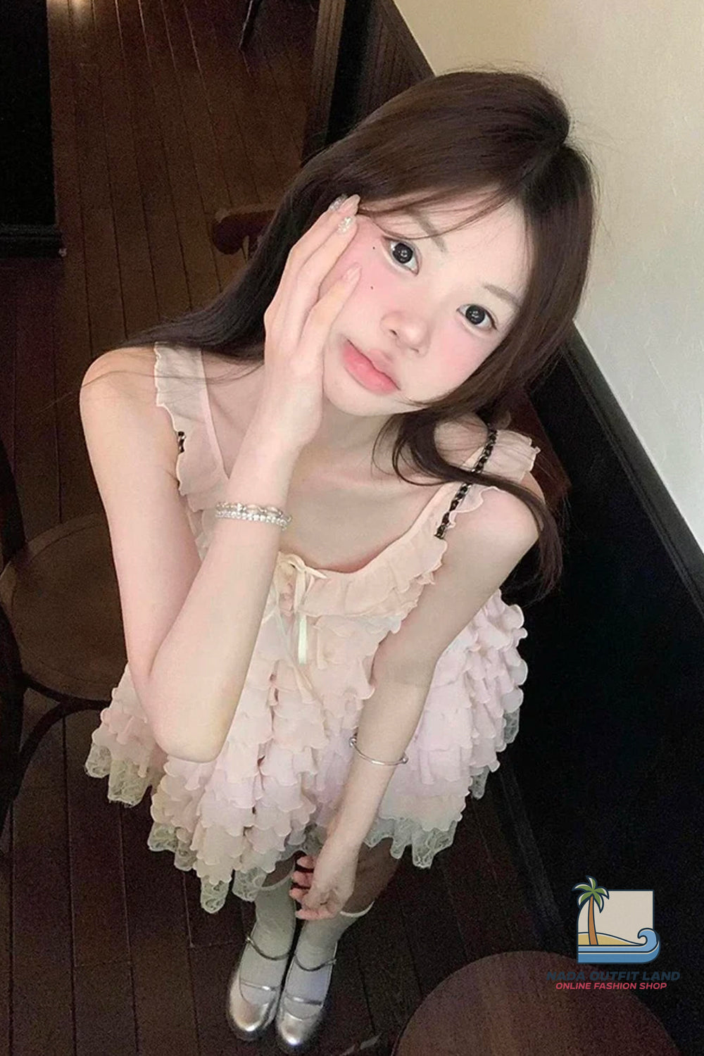 Cute V-Neck Sweet Ruffles Mini Dress
