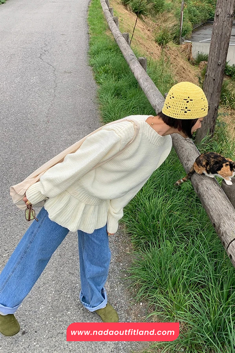 Long Sleeve O-Neck Ruffles Patchwork Knitted Sweater