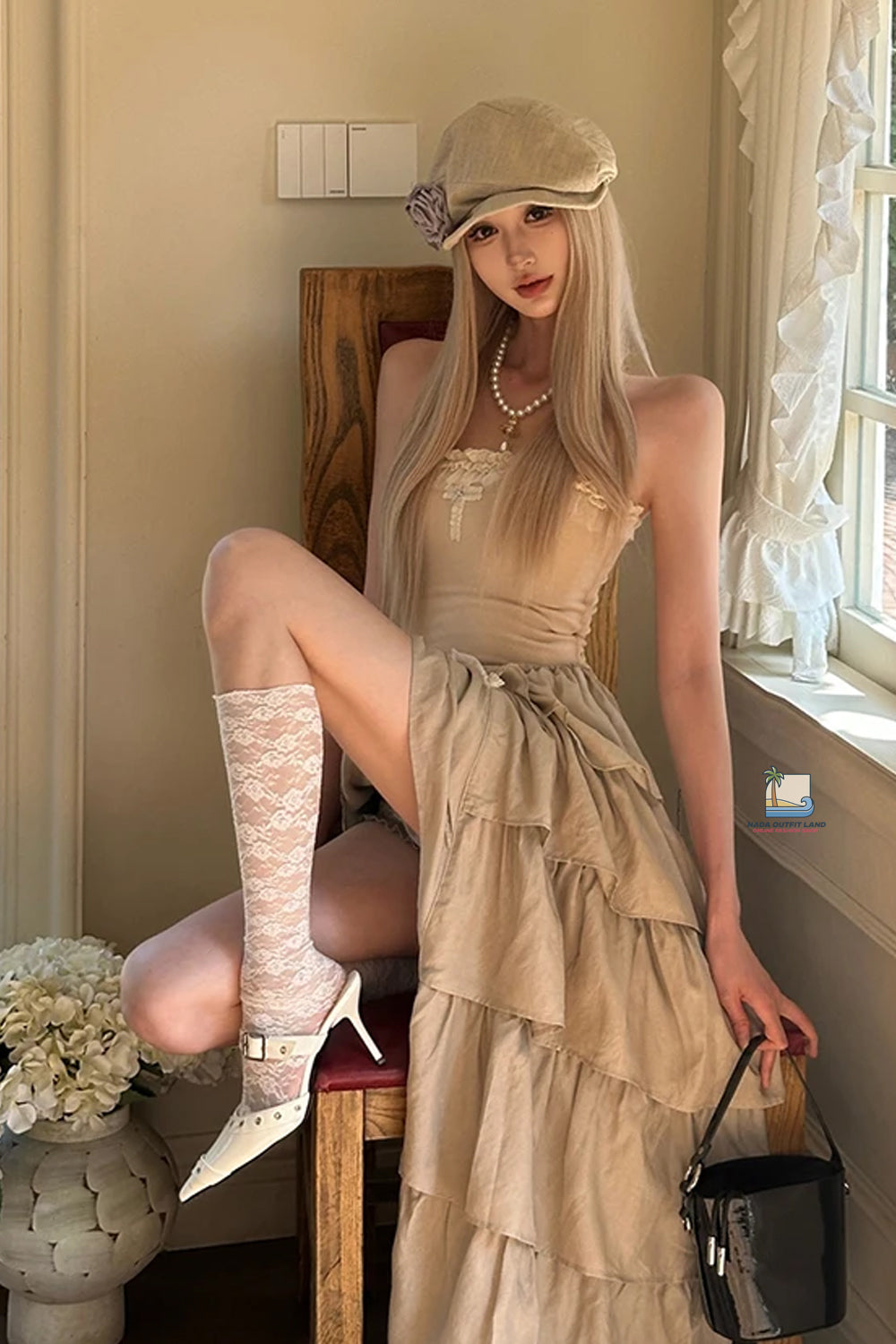 Sexy Strapless Irregular Ruffled Long Dress
