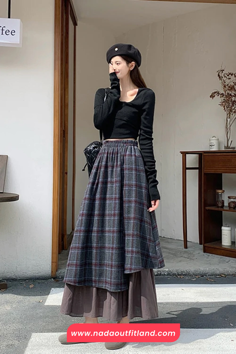 Vintage A-Line Plaid Patchwork Asymmetrical Skirts