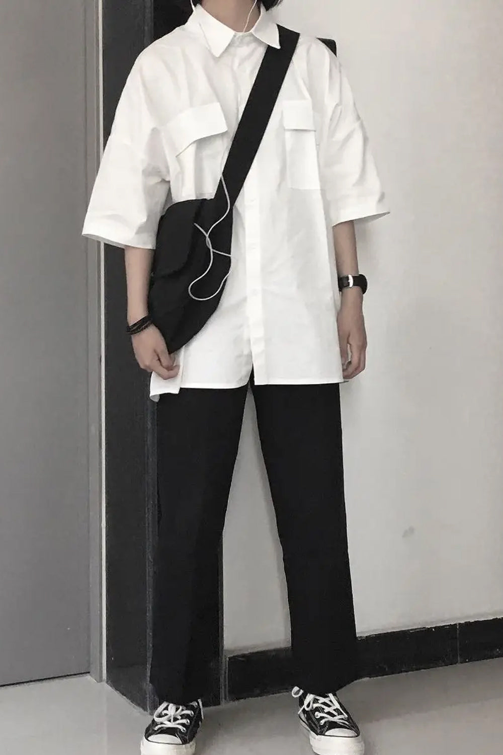 Short Sleeve Double Pockets Basic Blouse Shirts