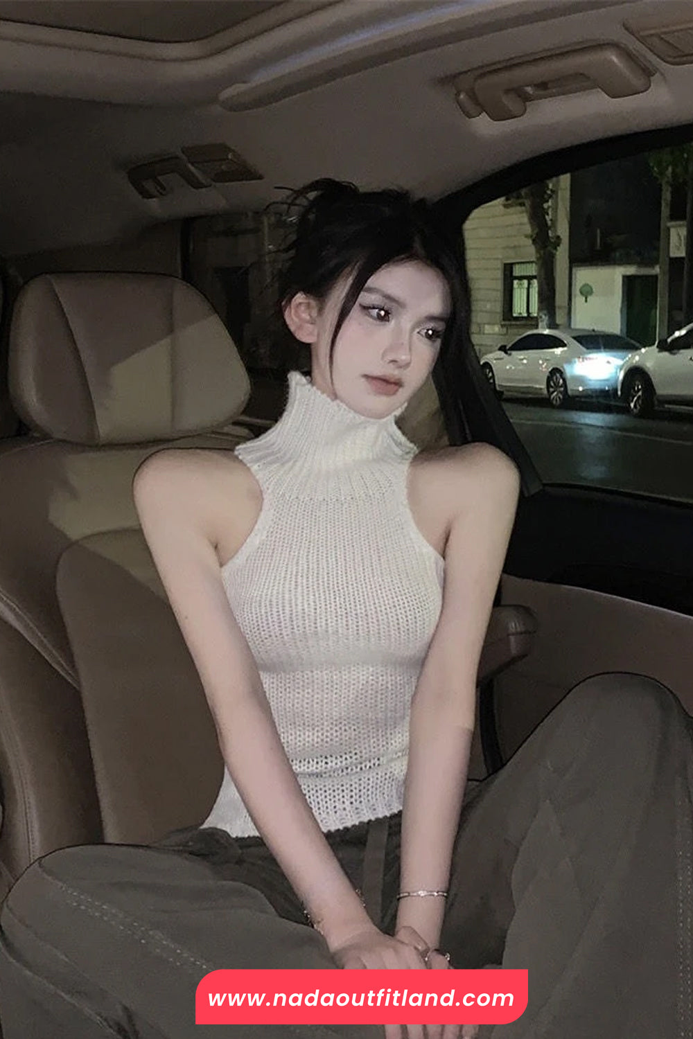 Sexy Turtleneck Backless Hollow Out Crop Tops