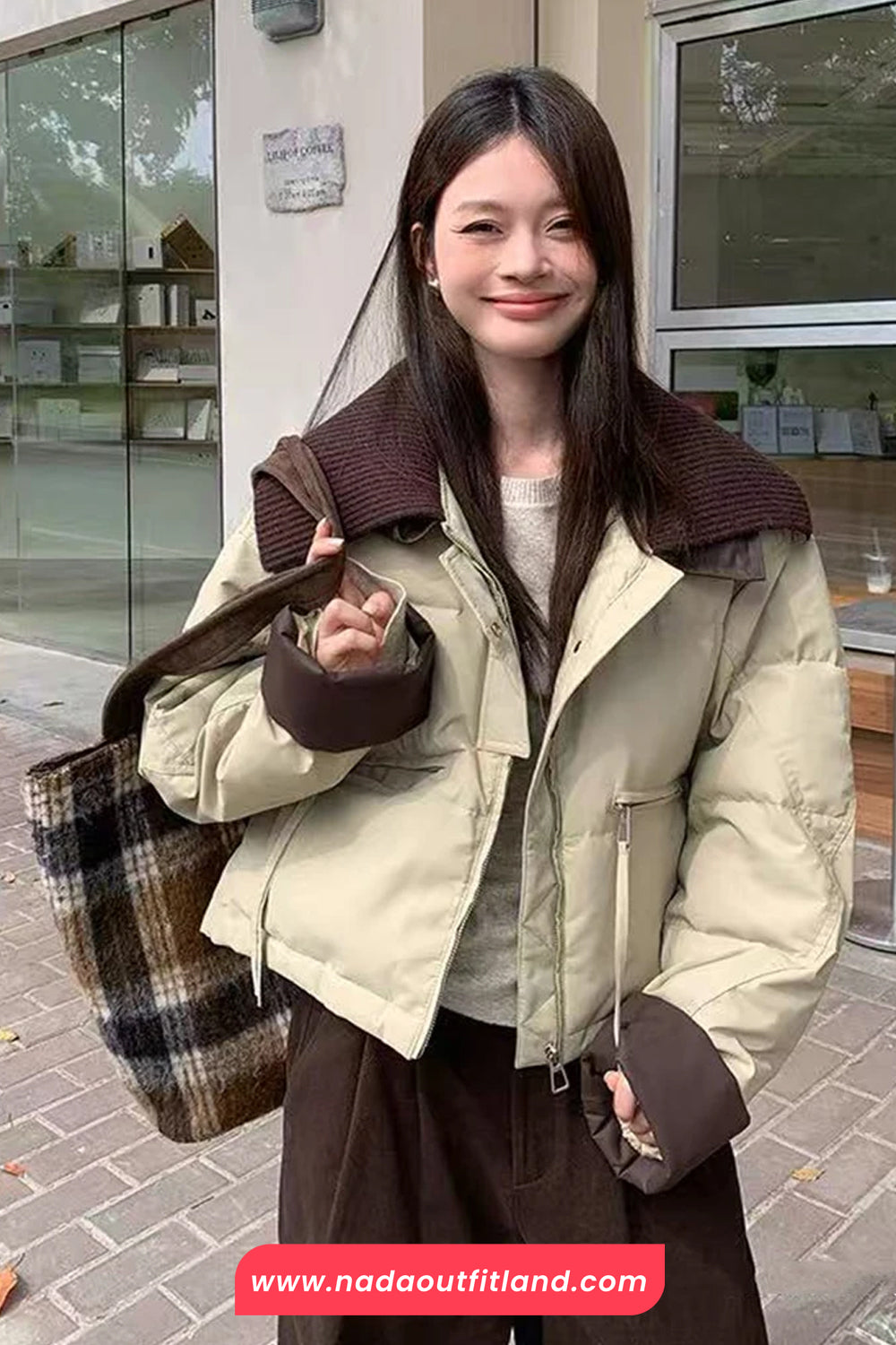 Loose Lapel Collar Parkas Coat Jacket