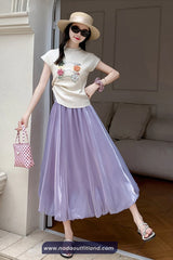 High Waist Ball Gown Elegant Long Satin Skirts