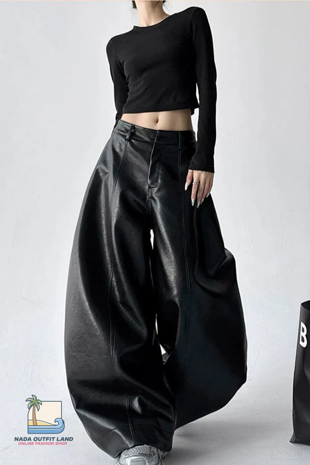 Loose PU Leather Wide Leg Fashion Pants